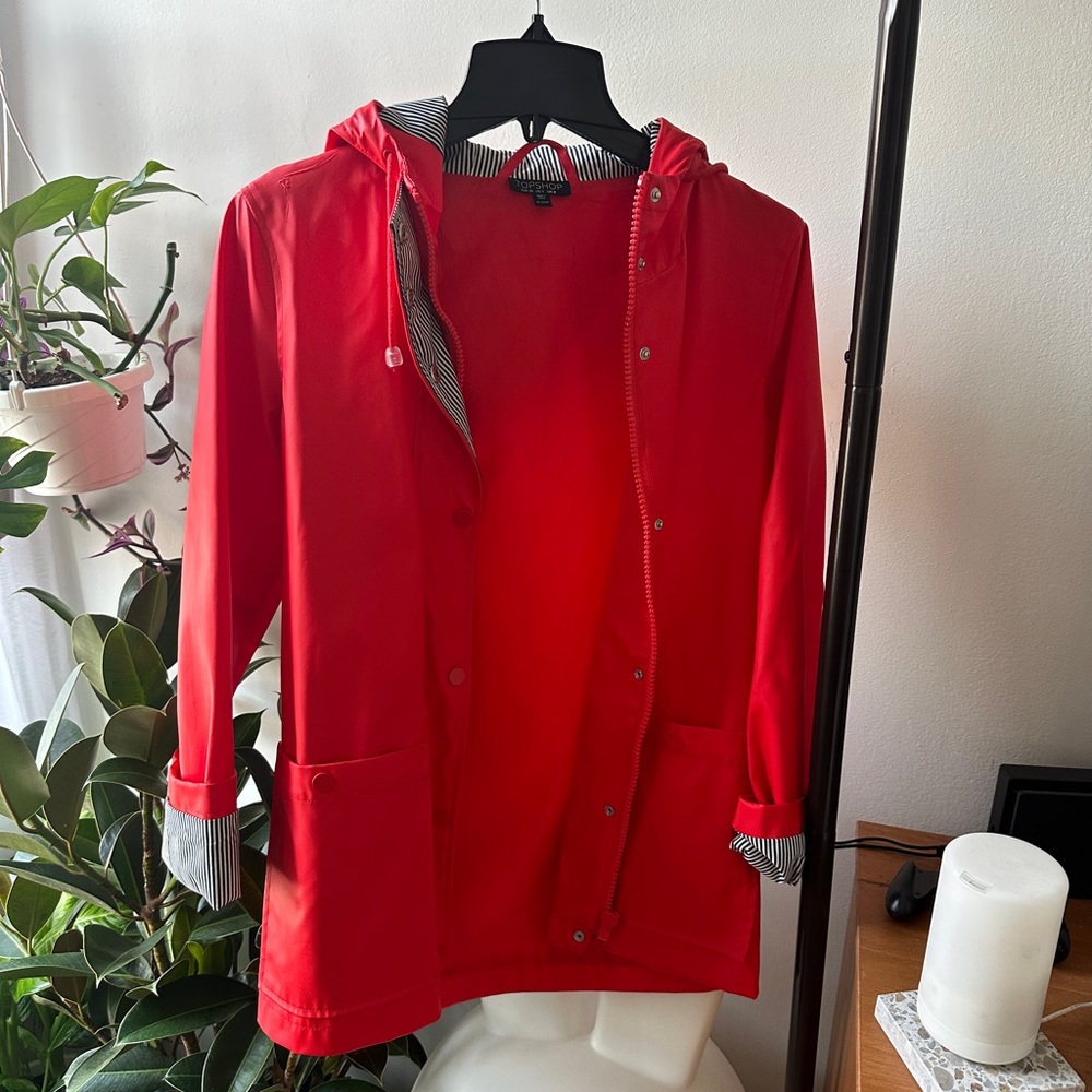 Topshop red rain jacket